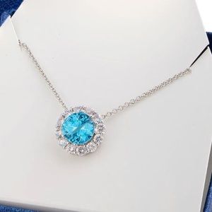 SAVVY CIE JEWELS Rhodium CZ drop pendant necklace